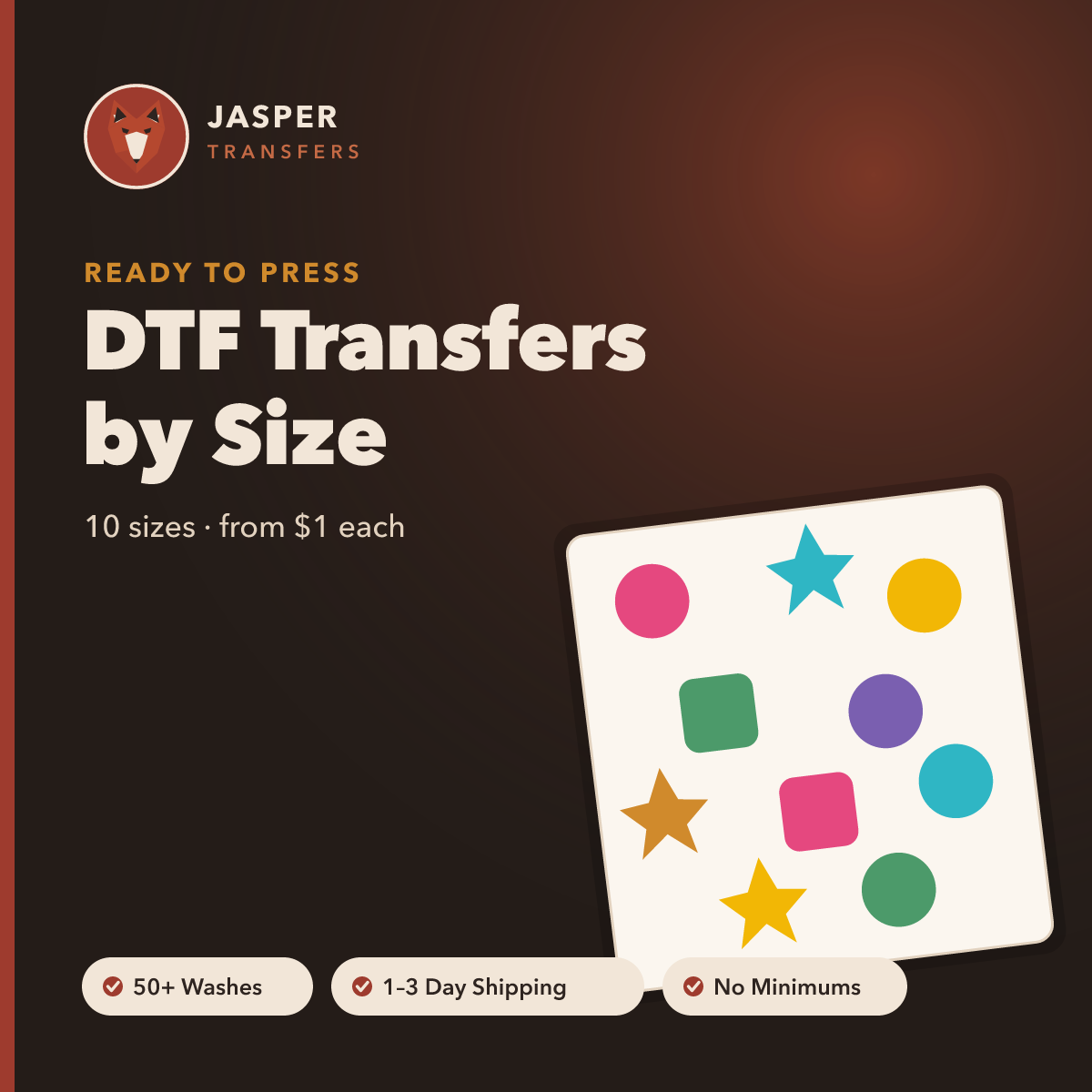 DTF Transfers by Size — Jasper Transfers